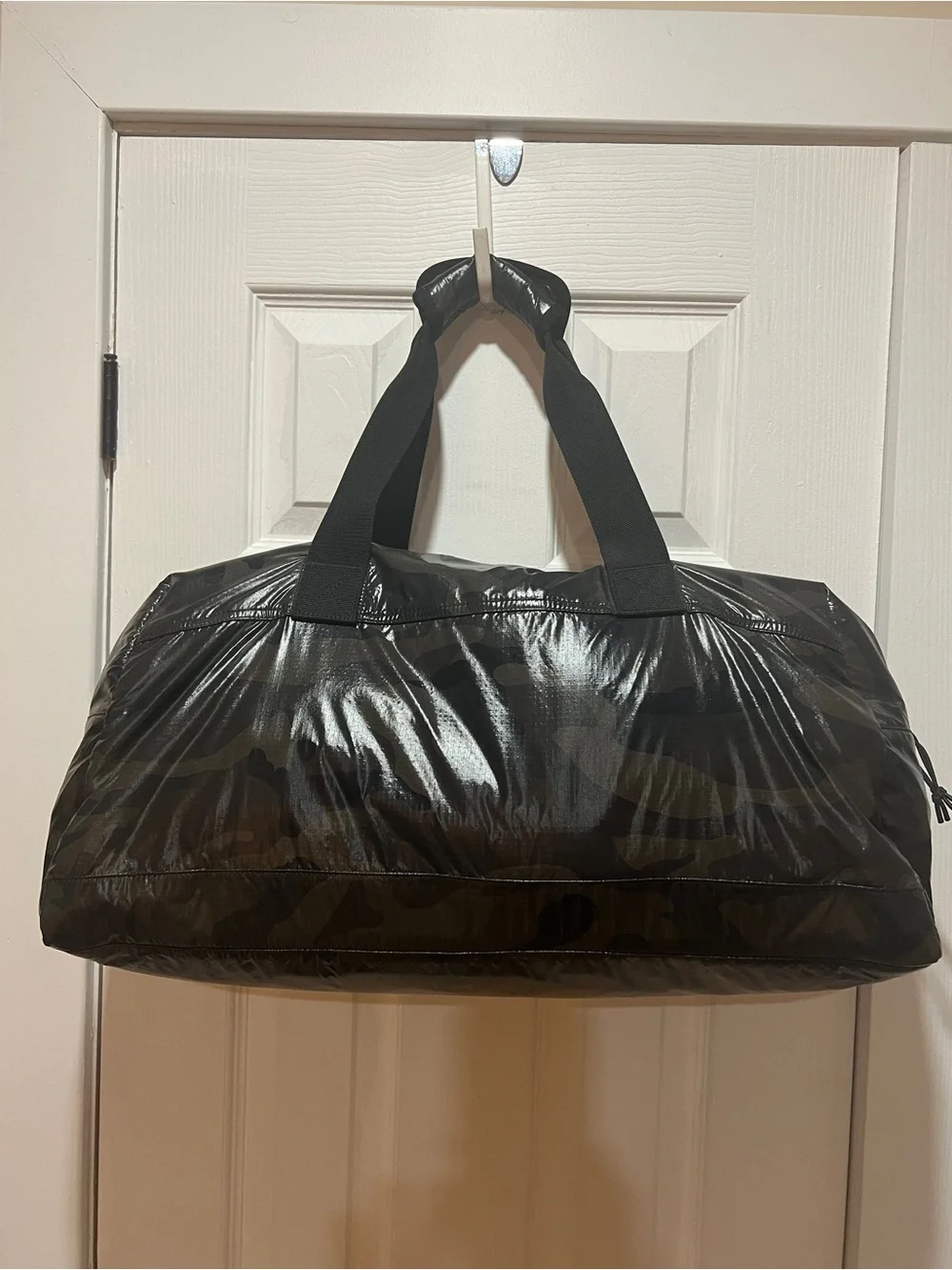 Saint Laurent Black Camouflage Duffel with White Logo